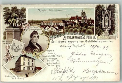 Ottobeuren 1899 Stenographie Grabmal Denkmal Wohnhaus
