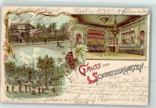 Pankow 1900 Etablissement Schweizergarten Saal Garten Weintrauben