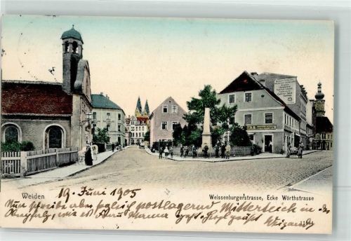 92637 W8480 Weiden , Oberpf 1905 - Weissenburgerstraße Ecke Wörthstraße Denkmal