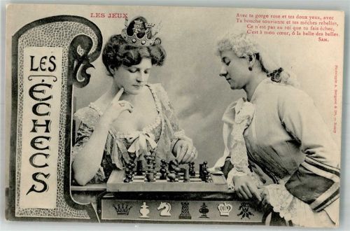1905 Les Jeux Les Echecs Liebespaar Rokoko