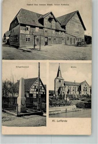 Klein Lafferde 1914 Kriegerdenkmal Gasthaus zum braunen Hirsch Kirche