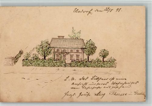 Elsdorf 1898 handgemalt Bahnpost Euskirchen - Reuss Zug 140 Ganzsache Ort handschriftlich