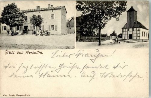 Werbellin 1904 Gasthaus Dorfkirche