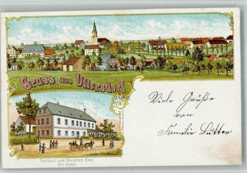 Ullersdorf Lithographie Gasthaus zum Deutschen Haus