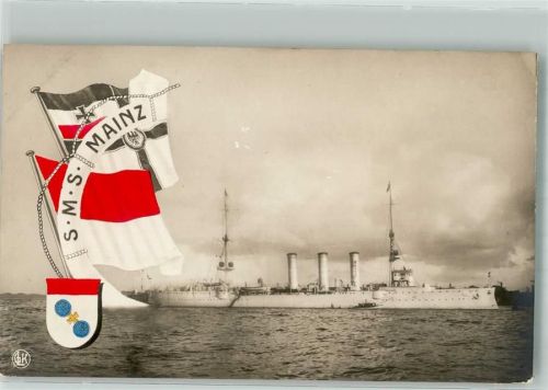 SMS Mainz Fahnen Wappen Gebr. Lempe Serie 1241 Nr. 13