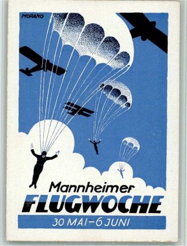 Mannheim 1926 Fallschirmsdpringer Festkarte sign. Morano