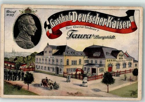 Taura 1917 Gasthaus Deutscher Litfaßsäule Kaiser Portrait Kaiser Wilhelm II