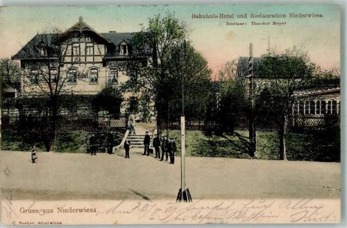 Niederwiesa 1904 Bahnhofs-Hotel u. Gasthaus Niederwiesa