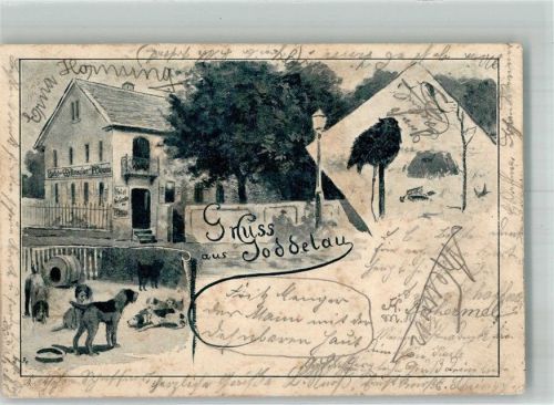 Goddelau 1900 Hotel Hundezwinger Hundehütte Eule Bahnpost Darmstadt-Worms