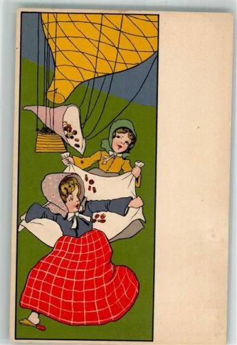 Kinder mit Bonbons Meissner u. Buch Serie 1394 Kleine Leckermäulchen Jugendstil Ballon Lithographie / Künstlerkarte