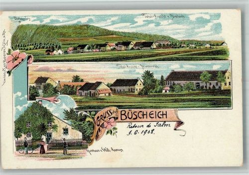 Büscheich 1908 Lithographie Gasthaus Asmus Niedereich