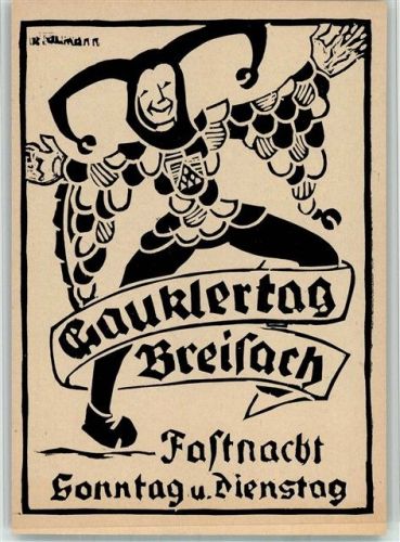 W7814 Breisach am Rhein Gaucklertag Fastnacht Entwurf Holzschnitt R. Ulmann Kunstgeschichte BOAKC