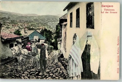 Sarajevo Türkinnen auf der Straße Pferdefuhrwerk