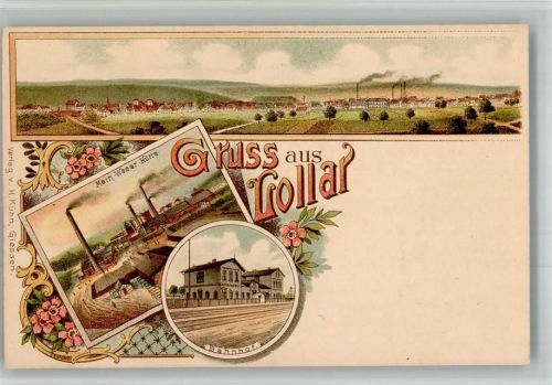 Lollar Lithographie Main-Wasser-Hütte Bahnhof