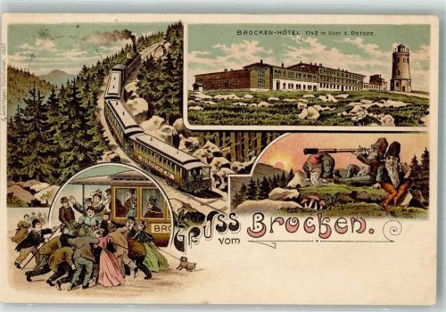 Brocken 1899 Zwerge Brockenbahn Brocken-Hotel Brockenturm
