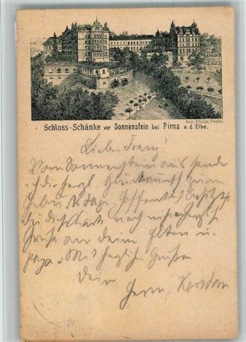 Pirna 1898 Vorläufer Druck 1880 - 1889 Sonnenstein Schloss Sonnenstein Schloss-Schänke