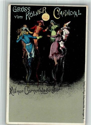 1899 Karnevalsgeister Lithographie Verlag Scheurmann Köln