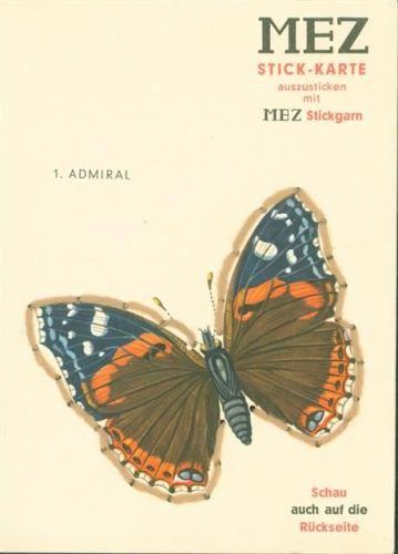 Schmetterling Admiral handgestickt Metz Stickkarte