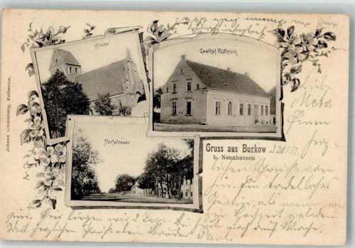 Buckow 1905 Kirche Dorfstraße Gasthaus Rüthnick