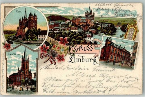 Limburg 1900 Limburger Dom Ev. Kirche Postamt Fächer