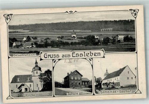 Eßleben 1908 Kirche Schule Gemeinde-Gasthaus
