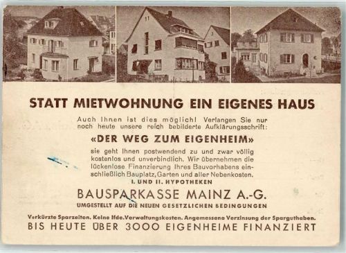 Mainz 1939 Bausparkasse Der Weg zum Eigenheim WK II