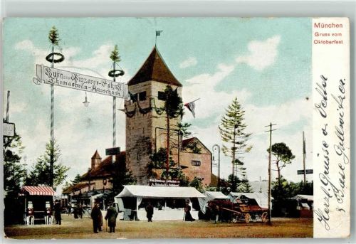 München 1904 Oktoberfest Wiesngelände Festburg zum Binzerer-Fähndl