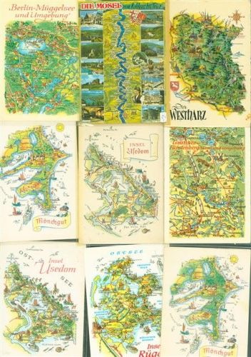Lot mit 27 AK meist Verlag Bild und Heimat viele mehrfach Punkte auf den Plastikhüllen Landkarte Posten 21 bis 100 AK