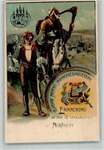Northeim 1905 3. Verbandsfest Verband Nieders. Männergesangvereine Lithographie