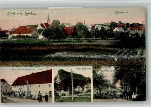 Krakau 1907 Altes Rathaus Gasthaus z. grünen Baum Fahrrad