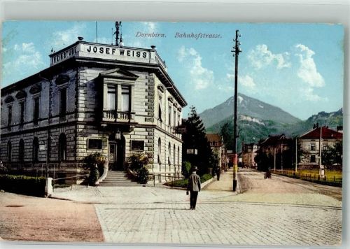 6850 Dornbirn 1911 Foto AK Bahnhofstrasse Gasthaus Weinstube Weiss Photochromiekarte Nr. 9288