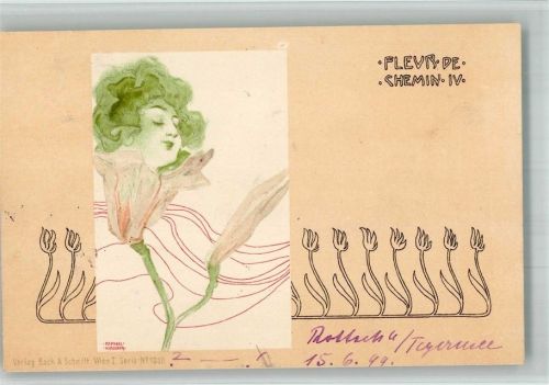 Jugendstil Fleur de Chemin IV Lithographie Adelskorrespondenz Kirchner, R. 1899 BOAKC