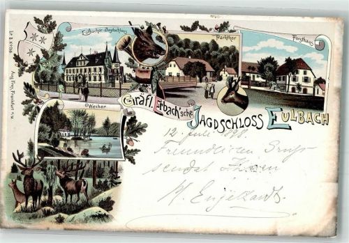 Eulbach 1898 Jagdschloss Weiher Parktor Forsthaus