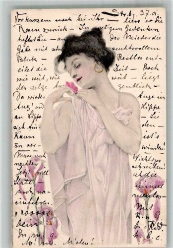 1901 M.M. Vienne Frauenschönheit mit Blüten