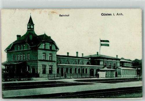 Güsten 1918 Bahnhof Fahne