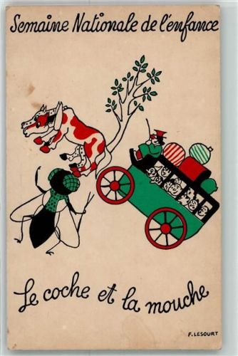 Paris Semaine Nationale de L´enfance - sign. F. Lesourt - Le coche et la mouche