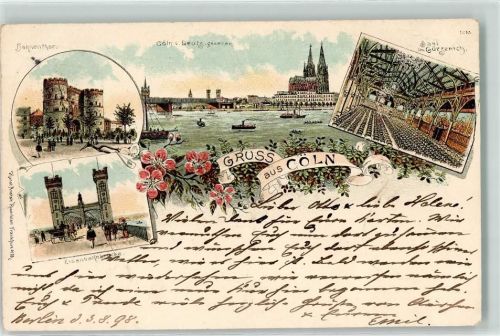 Köln Deutz 105 1898 Hahnentor Gürzenich Saal Eisenbahnbrücke