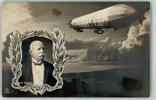 1909 Graf Zeppelin und Luftschiff AK