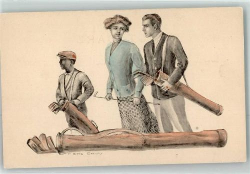 sign. F. Earl Christy Caddy Golftasche auf AK
