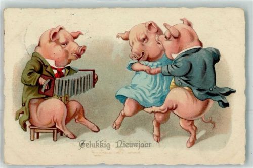Haarlem Neujahr Schweine vermenschlicht Tanz