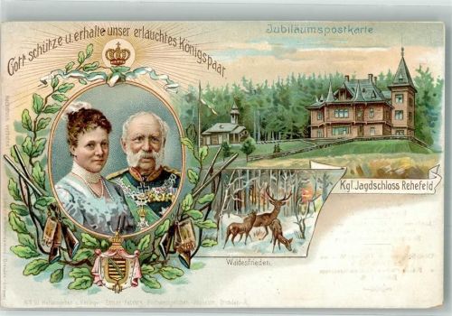 Rehefeld-Zaunhaus Königspaar Jubiläumskarte Jagdschloß