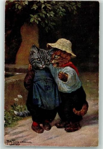 nach M.Wunsch Katzen vermenschlicht TSN Serie 975 Nr.1 Thiele, Arthur Künstlerkarte