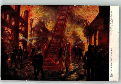 sign.Amato G. Au Mileu Des Flammes Tucks Serie 536 Feuerwehr Künstlerkarte