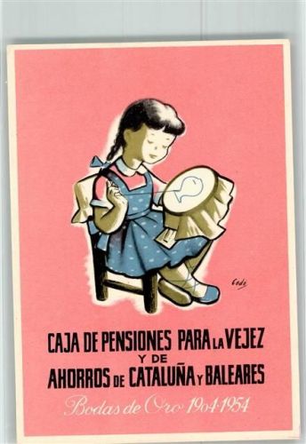 Caja de Pensiones Para la Vejez y de Ahorros de Cataluna y Baleares sign. Motiv Spanien Künstlerkarte
