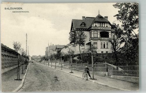 36433 O6200 Bad Salzungen 1912 - Georgstrasse Villa Fahrradfahrer Bahnpoststempel