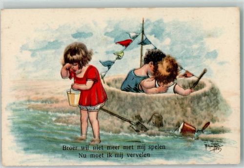 Kind Strandleben Kinderpoesie Verlag Lederer & Popper 1907 AK