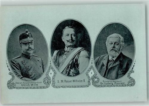 Kaiserbesuch beim Herbstmanöver Korpskommandant Wille Bundespräsident Forrer Adel Kaiser Wilhelm II 1912
