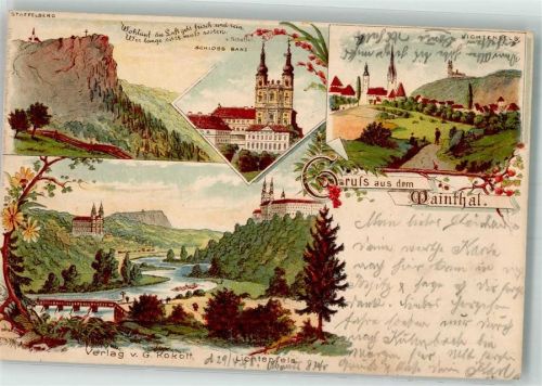 96231 W8623 Bad Staffelstein 1898 Lithographie Schloss Banz Lichtenfels Staffelberg