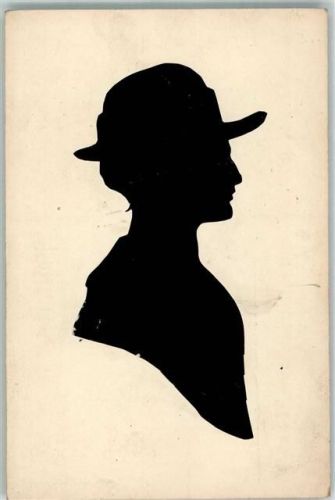 Original Scherenschnitt Frau mit Hut