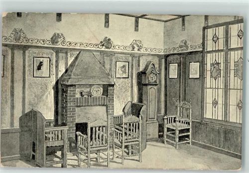 Hamburg 1911 Ausstellung bemalter Wohnräume Jagdzimmer offiz. Karte Nr. 4